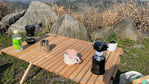Table pliante portable en bois avec structure en fer et design moderne pour pique-nique et camping, mobilier d'extérieur - Product Image 5