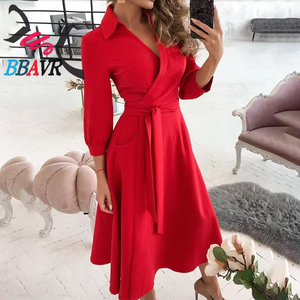 Nuevo Vestido de Mujer a la Moda, Vestido Ajustado con Estampado y Cuello en V de Manga Larga para Mujer, Vestido Camisero con Solapa de Alta Calidad - Product Image 4