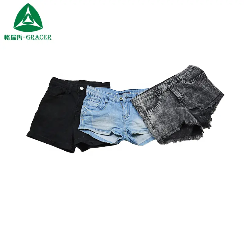 Cina all'ingrosso abiti usati di seconda mano jean signore punto linea di shorts in denim balle di indumenti usati uk