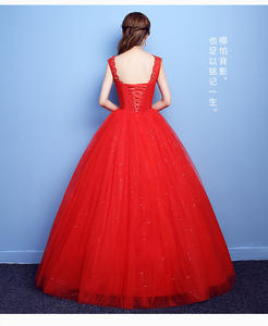 Nouveau style rouge épaules diamant dentelle robe de mariée mariée robes mariées grande taille robe de mariée blanche robe de mariée - Product Image 4