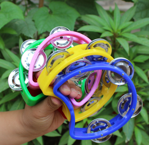 Agitatori a mano tamburello a mezza luna, campane in ferro inossidabile, tamburello in plastica - Product Image 3