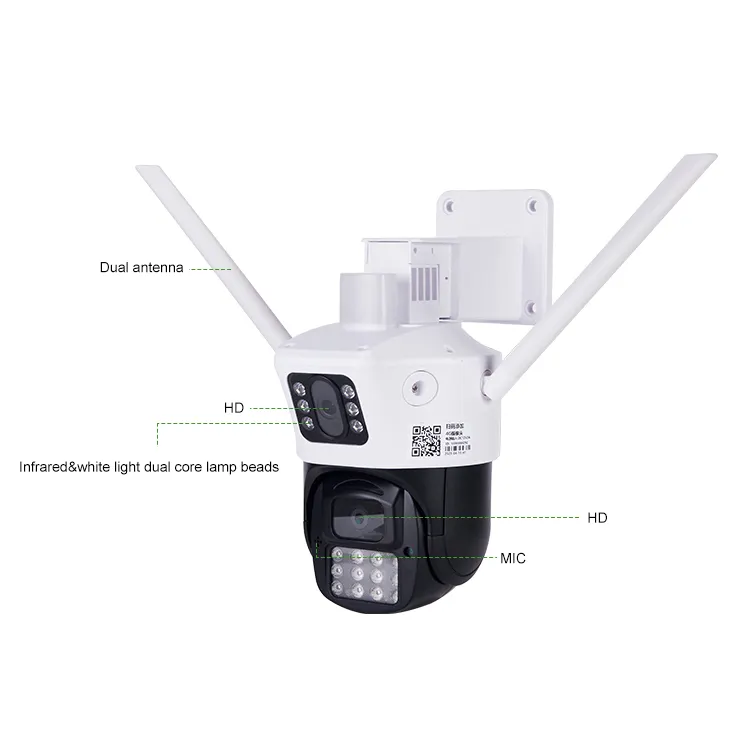 2023 핫 세일 AI 추적 듀얼 렌즈 4G 감시 CCTV 카메라 iCSee 5MP 무선 WiFi 보안 네트워크 야외 거리 카메라