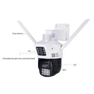 2023 Hot Sale AI Tracking Dual Lens 4G Surveillance CCTV Camera ICSee 5MP Wireless WiFi Security Network Outdoor Street Camera