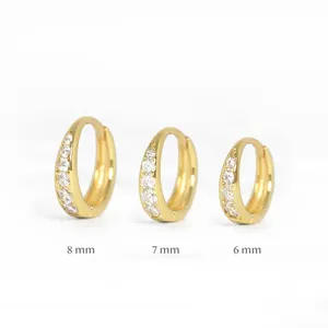 ROXI 6/7/8mm Wholesale Fashion Huggie 925 Sterling Silver Women Gift 18K Gold Plated Hoop Earrings