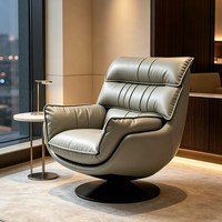 Fauteuils individuels pivotants de luxe modernes pour salon et chambre, confortables et relaxants, rotation à 360 degrés, en cuir, design de mobilier