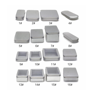 Silver jewellery tin empty food grade rectangular large thin metal hinged tin box plain small sliver hinges square tin box