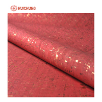 Good quality red color with gold film bamboo grain synthetic cork sheet for wallets or bags