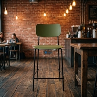 Tabouret de bar nordique avec siège en plastique PP et structure métallique, chaise haute pour café, restaurant, îlot de cuisine, salle à manger, bureau, usage commercial
