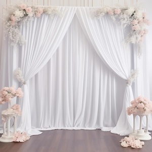 Tende Bianche per Sfondo, 2 Pannelli in Poliestere Antirughe, Drappeggi per Sfondi Fotografici, per Matrimoni e Feste - Product Image 1
