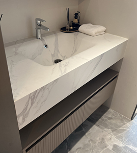 ZGSTONE Évier de salle de bain intégré de luxe moderne, évier de cuisine en dalle de roche, lavabo en pierre frittée écologique - Product Image 2