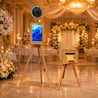 Booth Foto Kayu Dua Sisi untuk Pesta Pernikahan, Layar Sentuh PC 18,5 inci, Kompatibel dengan iPad dan Kamera DSLR, Sewa untuk Acara