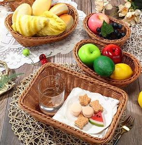 Espositore all'ingrosso Panier tessuto di <span class=keywords><strong>vimini</strong></span> Organizer pane frutta cibo Homme Rack canna paglia di stoccaggio di plastica cesto <span class=keywords><strong>in</strong></span> Rattan - Product Image 6