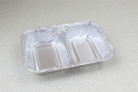 Barquette en aluminium à 2 compartiments de 400 ml (3880), 159x103mm, 5,5g, jetable, pour plats à emporter, utilisation au four et préparation alimentaire