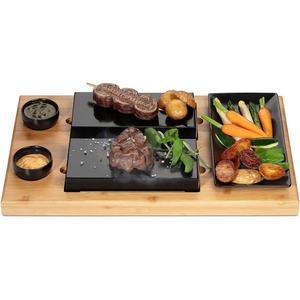 Plaque de cuisson en pierre pour grillades, planche en bambou, steak sur pierre, ensemble complet de <span class=keywords><strong>raclette</strong></span> avec 8 pièces |   Usine Homex_BSCI - Product Image 1