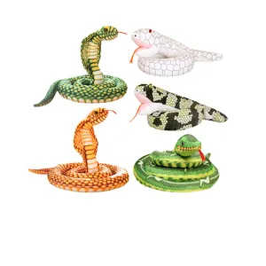 Ready To Ship Realistic Stuffed Peluches Serpents Lifelike Plush Snake Toys Animal Cobra Naja Soft Dolls Children Gifts