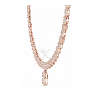 Collar de tenis con diamantes en racimo de oro macizo de 14K, gargantilla con forma de pera, halo nupcial de diamantes cultivados en laboratorio, collar de joyería fina llamativo - Product Image 6