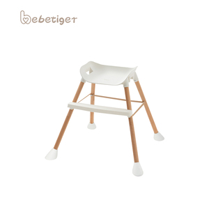 Chaise haute pour bébé avec pieds en bois, <span class=keywords><strong>ceinture</strong></span> de sécurité à cinq points, pédale antidérapante, réglable en hauteur - Product Image 3
