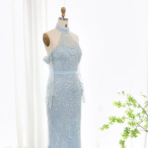Jancember SZ289 Vestidos de fiesta de noche de mujer sin espalda con lentejuelas árabes brillantes - Product Image 5