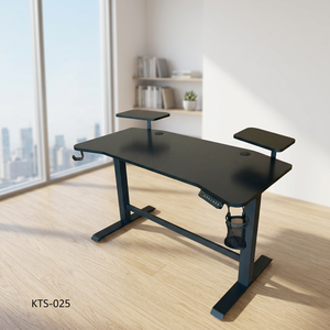 Electric Height Adjustable Gaming <b>Desk</b> with Monitor <b>Shelves</b> and Cup Holder Modern Computer <b>Desk</b> for Home Office Metal - Product Image 4