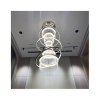 Moderne double hauteur luxe longue verre grande lampe LED pendentif plafonnier