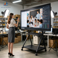 Tableau blanc interactif tactile personnalisé OEM ODM, panneau LCD, cadre en aluminium, 4K UHD, double système d'exploitation, garantie 1 an, pour les réunions et les salles de classe