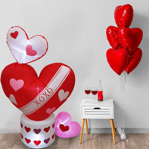 4FT Waterproof Valentine Inflatable Hearts Outdoor Blow <b>up</b> Holiday Yard Decorations LED <b>Lights</b> for Home Wedding Garden Party - Product Image 4