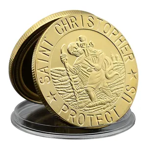 예수 십자가 금화 세인트 크리스토퍼 도전 메달 보호 동전 기념품