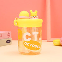 Gourde portable pour filles, 500 ml, sans BPA, réutilisable, en plastique, avec paille/filtre, pour enfants