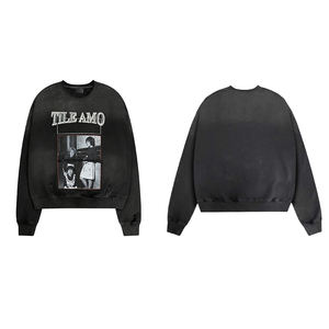 เสื้อสเวตเชิ้ตคอกลมทรงหลวมพิมพ์ลายฟอกสีสไตล์ฝรั่งเศสสำหรับผู้ชายจาก KingSen Wholesale ผ้าฝ้าย 100% ระบายอากาศได้ดี สวมใส่สบายสไตล์สตรีทแวร์ - Product Image 5