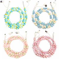 Câble de charge FASHLINK Pastel Bow Pearl Beaded 4 en 1 USB Type C Multi-connecteur Accessoire de mode Coquette