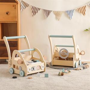 Offre Spéciale éducatif apprentissage précoce Push Pull marchette chariot enfants <span class=keywords><strong>en</strong></span> <span class=keywords><strong>bois</strong></span> supermarché panier jouet pour enfants garçons - Product Image 1