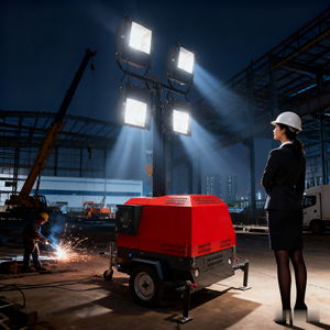 Torre de luz móvil de 9M Halógeno de elevación hidráulica IP65 para jardín de emergencia Área de minería Sitio de construcción Diesel - Product Image 2