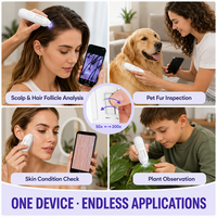 Analyseur numérique de cuir chevelu et de follicules pileux 50x 200x, lumière blanche UV, WiFi, USB-C, caméra dermatoscope pour l'inspection cutanée, OEM