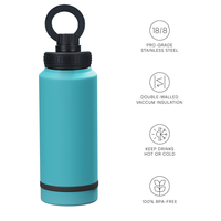 Bouteille d'eau de sport en acier inoxydable avec couvercle magnétique et compartiment de rangement