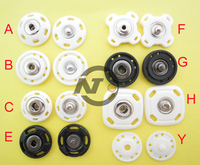 Deux pièces bouton clair transparent blanc rond presse à coudre boutons pression en plastique