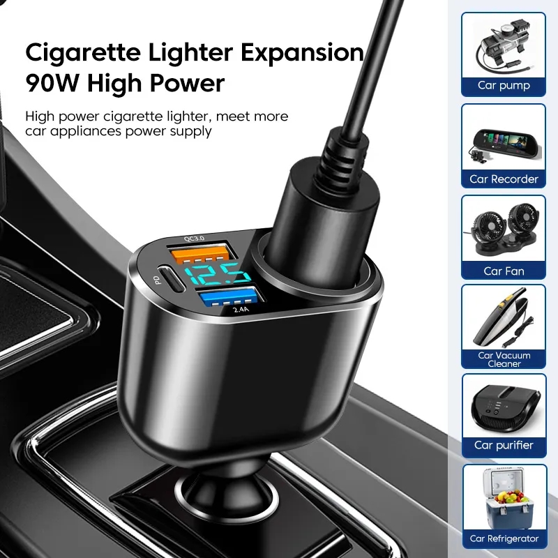 cigarette lighter car usb charger multi port with