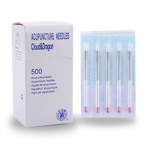 500 aiguilles d'<span class=keywords><strong>acupuncture</strong></span> en acier inoxydable avec manche, paquet de 5 aiguilles dans un tube guide - Product Image 1