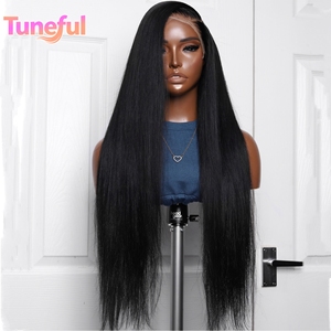 Perruques en cheveux humains coupe bob avec raie au milieu pour femmes noires, perruque Lace Front droite longueur menton, pré-épilée avec ligne de cheveux naturelle et baby hair - Product Image 5