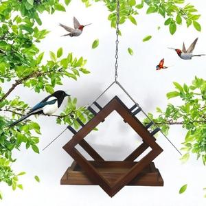 Mangeoire à oiseaux en fer robuste à suspendre à l'extérieur, anti-écureuil, avec forme de diamant pour jardin, cour - Product Image 1