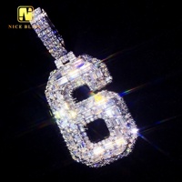 Fabricant de bijoux personnalisés, pendentif personnalisé avec numéro, 6 diamants baguette, pendentif en moissanite, bijoux glacés, chaîne cubaine, hip hop, rock