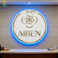 Plaque de signalisation néon en acrylique de forme personnalisée, logo 3D doré miroir, éclairage LED lumineux, étanche IP65, télécommande, salle de sport, centre de fitness