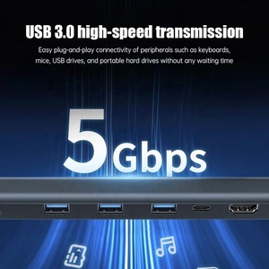 Estación de acoplamiento Compatible 4K HDMI HDTV VGA RJ45 <span class=keywords><strong>USB</strong></span> 3,5 MM Audio PD 100W Carga rápida Alta velocidad <span class=keywords><strong>USB</strong></span> C Hub <span class=keywords><strong>10</strong></span> en 1 Tipo C Hub - Product Image 2