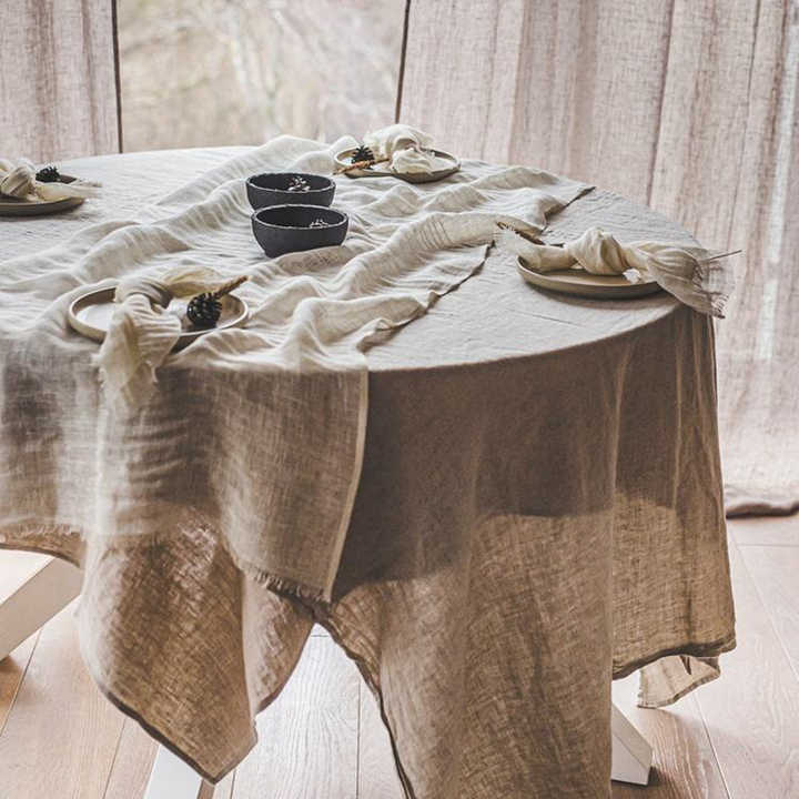Soft Cotton Table Runner Elegant Minimalist Floral Woven Tablecloths for Home Dining Wedding Christmas Gauze Tabletop Decor