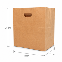 Sac en papier kraft personnalisé avec logo 28x28x15cm, sac de transport brun pour pain, gâteau, burger, frites, sushi à emporter