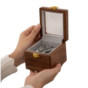 Solid Wood <b>Watch</b> Box Walnut Rectangle 10.5x9.5x8.5cm Transparent Lid Protective Storage <b>Case</b> for Mechanical <b>Watches</b> - Product Image 5
