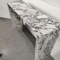 Table console de luxe moderne en marbre marin, design mince, pour salon, couloir, entrée, extensible