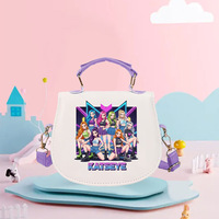 Sac à bandoulière tendance de style coréen, à thème groupe de filles, de haute qualité, avec rabat imprimé, forme carrée, polyvalent et décontracté
