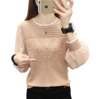 Chemise en mousseline de soie à manches longues pour femmes, nouvelle arrivée automne, taille plus, dentelle tendance