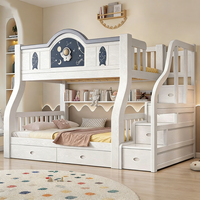 Hochwertiges Modernes Massivholz-Etagenbett für Kinder Multifunktionales Hoch-Niedrig-Doppelbett für Apartment, Schlafzimmer und Wohnheim