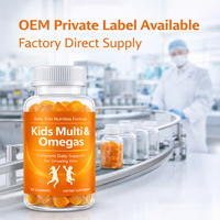 Gummies multivitaminées véganes pour enfants, marque privée OEM, avec oméga 3 DHA pour la croissance cérébrale et le soutien immunitaire, vitamines quotidiennes pour enfants